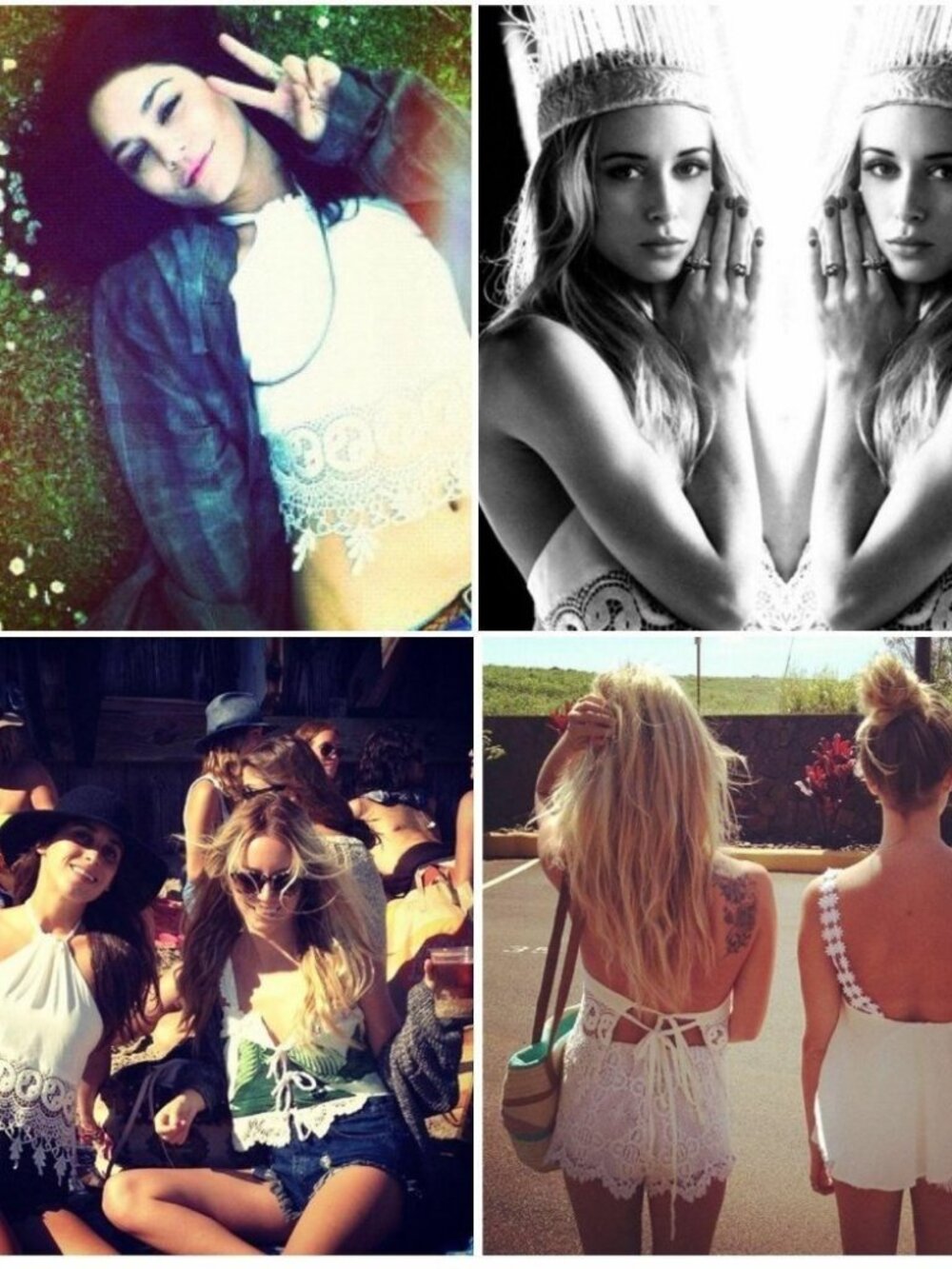 Stone Cold Fox White Guerrilla Crochet Lace Crop Top Tank
